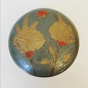 Metal Floral Bowl w/Lid